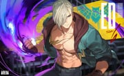 1boy abs absurdres arm_up asymmetrical_bangs bare_pectorals blonde_hair blue_eyes blue_jacket blue_pants character_name clenched_hand closed_mouth commentary_request denim ed_(street_fighter) english_commentary fingerless_gloves frown gloves hair_over_one_eye highres hood hood_down hooded_jacket jacket jeans jewelry korean_commentary looking_to_the_side male_focus male_underwear male_underwear_peek mixed-language_commentary multicolored_jacket navel necklace one_eye_covered pants pectorals plzgiveme_00 psycho_power red_hood short_hair sideways_glance solo street_fighter street_fighter_6 toned toned_male twitter_username two-tone_jacket underwear unzipped zipper rating:g score:4 post #10148802
