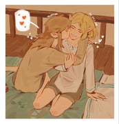1boy 1girl arms_around_neck barefoot blonde_hair border closed_eyes commentary couple earrings english_commentary grey_shirt grey_shorts hair_ornament hairclip heart hetero holding_another's_arm indoors jewelry kiss kissing_cheek link long_hair parted_bangs parted_lips pointy_ears princess_zelda pyonteo shirt short_hair shorts sidelocks sitting smile spoken_heart teeth the_legend_of_zelda the_legend_of_zelda:_breath_of_the_wild the_legend_of_zelda:_tears_of_the_kingdom unworn_hair_ornament unworn_hairclip white_border white_nails white_shirt rating:s score:13 post #10113781