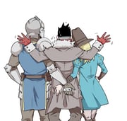 1boy 1girl absurdres armor bad_id bad_pixiv_id blonde_hair capotain coat commentary_request crusader_(darkest_dungeon) darkest_dungeon faulds fur_trim gloves grabbing_another's_ass graverobber_(darkest_dungeon) groping hat helm helmet hetero highres highwayman_(darkest_dungeon) knight long_hair molestation motion_lines overcoat pauldrons plate_armor red_gloves short_hair shoulder_armor sweat tabard vambraces varamill rating:q score:10 post #4960487