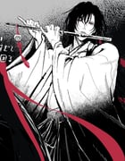 1boy actcat3 black_hair chenqing_flute chinese_clothes closed_mouth coat dizi flute flute_tassel greyscale hair_between_eyes hair_down hair_ribbon half_updo hands_up hanfu highres holding holding_flute holding_instrument instrument long_hair long_sleeves looking_at_viewer male_focus modao_zushi monochrome music official_alternate_costume official_alternate_hairstyle open_clothes open_coat playing_flute playing_instrument red_eyes red_ribbon ribbon robe sash sketch solo spot_color tassel transverse_flute wei_wuxian wei_wuxian_(yiling_laozu) wide_sleeves rating:g score:1 post #10174163