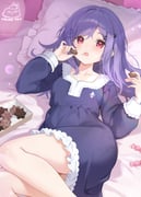 1girl absurdres alice_vu artist_logo artist_name bed_sheet black_dress candy_wrapper commentary cookie dress food frilled_dress frills hair_ornament hairclip highres holding holding_food iris_(stella_sora) logo long_sleeves looking_at_viewer lying on_back on_bed purple_hair red_eyes solo star-shaped_cookie star-shaped_food star_(symbol) stella_sora symbol-only_commentary thighs rating:s score:2 post #10176827