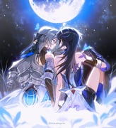 2girls black_gloves black_hair bronya_rand commentary dress earrings elbow_gloves english_commentary from_behind full_moon gloves grey_hair highres honkai:_star_rail honkai_(series) jewelry looking_at_another mie_xing moon multiple_girls night night_sky seele_(honkai:_star_rail) sitting sky tri_drills twitter_username white_dress yuri rating:g score:19 post #10134412