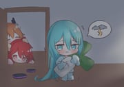 3girls a.i._voice adachi_rei aqua_eyes aqua_hair closed_eyes closed_mouth cott_(cott_5) crying crying_with_eyes_open hair_down hair_ornament hatsune_miku highres holding holding_stuffed_toy indoors kasane_teto long_hair looking_at_viewer lying multiple_girls night orange_hair red_eyes red_hair sleeves_past_fingers sleeves_past_wrists speech_bubble spring_onion standing stuffed_spring_onion stuffed_toy tears thunderstorm trembling unworn_hair_ornament utau very_long_hair vocaloid rating:g score:6 post #10145042