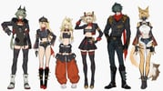 1boy 5girls absurdres adjusting_eyewear animal_ear_fluff animal_ears arm_behind_back armor arms_behind_back bare_shoulders belt belted_skirt bf2xuec6ow98466 black_boots black_gloves black_helmet black_horns black_jacket black_mask black_shorts black_skirt black_tube_top blonde_hair blue_shorts body_fur boots breastplate breasts burnice_white caesar_king_(zenless_zone_zero) cat_ears cat_girl cat_tail choker clenched_hand closed_mouth combat_helmet crop_top cross-laced_clothes cross-laced_sleeves detached_pants eyewear_on_head fluffy_tail fur-trimmed_jacket fur-trimmed_shorts fur_trim furry furry_female furry_with_non-furry gloves goggles goggles_around_neck green_eyes green_hair green_pants hair_between_eyes hair_intakes hair_ornament hair_over_one_eye hairpin hand_on_own_hip helmet highres horns interspecies jacket large_breasts leather leather_jacket lighter_(zenless_zone_zero) long_hair looking_at_viewer looking_over_eyewear luciana_de_montefio mask mask_around_neck micro_shorts midriff mouth_mask multicolored_fur multiple_girls navel open_mouth orange_pants pants pickelhaube piper_wheel pouch prosthesis prosthetic_arm pulchra_fellini red-tinted_eyewear red_eyes red_scarf respirator scarf shoes short_hair short_twintails shorts shoulder_spikes side_ponytail skirt spiked_belt spiked_boots spiked_jacket spiked_shirt spikes standing stomach strapless studded_gloves sunglasses tail thigh_pouch tinted_eyewear torn_clothes torn_scarf tube_top twintails white_background white_shoes yellow_eyes yellow_fur yellow_tail zenless_zone_zero rating:s score:19 post #10152690