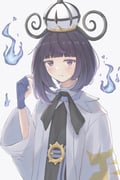 1girl absurdres black_bow black_bowtie black_dress black_hair blue_fire blush bow bowtie closed_mouth coat commentary_request dress fire gloves grey_eyes gwynn_(pokemon) hand_up hat highres long_hair open_clothes open_coat partially_fingerless_gloves pokemon pokemon_legends:_z-a sangria solo sweatdrop upper_body rating:g score:1 post #10174311