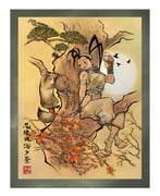 1girl :d antenna_hair archaic_japanese_text autumn_leaves bandages bird black_hair border bottle branch bruise don_(street_fighter) drink fingerless_gloves foot_wraps game_cg gauntlets gloves highres holding holding_bottle ibuki_(street_fighter) in_tree injury ink_stamp komaki_shinsuke kunai leaf long_hair mask mouth_mask ninja non-web_source official_art outdoors ponytail ribbon shuriken sitting sitting_in_tree smile solo street_fighter street_fighter_iii_(series) sun tail tail_ornament tail_ribbon tanuki torn_clothes torn_sleeves tree weapon white_border rating:g score:2 post #9978802
