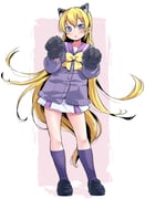 1girl :o animal_ears animal_hands black_gloves black_shoes blonde_hair blue_eyes bow bowtie cardigan cat_ears clenched_hands commentary_request dokidoki!_precure fake_animal_ears full_body gloves highres kakkuu_(clutch_shot_king) kneehighs loafers long_hair long_sleeves looking_at_viewer oogai_daiichi_middle_school_uniform open_mouth paw_gloves paw_pose precure purple_cardigan purple_sailor_collar purple_skirt purple_socks regina_(dokidoki!_precure) sailor_collar school_uniform shoes skirt socks solo standing two-tone_skirt very_long_hair white_skirt yellow_bow yellow_bowtie rating:g score:3 post #9661082