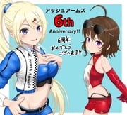2girls absurdres ahoge ash_arms aviator_sunglasses belt black_belt breasts brown_hair character_request cleavage elbow_gloves eyewear_on_head flat_chest gloves grey_eyes highleg highleg_panties highres jacket jersey_(jersey_2237) large_breasts long_hair miniskirt multiple_girls panties ponytail purple_eyes race_queen red_gloves red_skirt skirt smile sunglasses tinted_eyewear underwear unzipped rating:s score:0 post #10175899