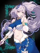 1girl absurdres aqua_eyes aqua_nails asymmetrical_bangs bare_shoulders blue_dress blue_nails breasts bright_pupils clothing_cutout commentary_request dress floating_hair gold_trim grey_hair grin hair_ornament hand_up highres hololive hololive_indonesia large_breasts long_hair looking_at_viewer navel navel_cutout pavolia_reine pavolia_reine_(1st_costume) pochi_(pochi-goya) ponytail smile solo teeth underboob_cutout very_long_hair virtual_youtuber white_pupils rating:s score:28 post #9937137