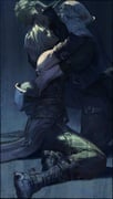 2boys bare_shoulders black_boots black_gloves blonde_hair boots clenched_teeth commentary crying elbow_gloves english_commentary final_fantasy final_fantasy_vii final_fantasy_vii_ever_crisis glenn_lodbrok gloves grey_hair hair_between_eyes highres hug knee_pads kneeling luluzhang998873 male_focus multiple_boys official_alternate_costume on_one_knee sephiroth sephiroth_(aeroglider) sephiroth_(ever_crisis) short_hair teeth yaoi rating:s score:1 post #9444044