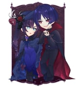 1boy 1girl alternate_costume alternate_hairstyle alternate_species alternate_universe aqua_eyes arm_at_side ascot black_boots black_cloak black_collar black_gloves black_hat black_pants black_ribbon blunt_ends boots border braid bright_pupils brooch cloak collar collared_cloak dress elbow_gloves eyelashes fangs flower formal_clothes frilled_cloak frilled_collar frills fur-trimmed_cloak fur_collar fur_trim gem genshin_impact gloves hair_intakes hat hat_flower hat_ribbon hetero high_collar high_side_ponytail highres holding_hands jewelry long_hair looking_at_another mona_(genshin_impact) open_hand open_mouth pants parted_bangs picture_hat purple_dress purple_hair purple_vest red_ascot red_background red_cloak red_collar red_eyes red_flower red_gemstone red_hat red_rose renacchi06 ribbon rose scaramouche_(genshin_impact) short_eyebrows side_ponytail side_ponytail_with_braided_base sidelocks smile standing star_(symbol) star_print teeth tsurime two-sided_cloak two-sided_fabric two-sided_headwear upper_teeth_only vampire vest white_border white_pupils wispy_bangs rating:g score:-2 post #10169232