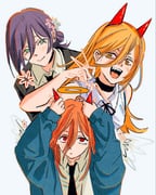 1boy 2girls akim0tion angel_devil_(chainsaw_man) angel_devil_(chainsaw_man)_(cosplay) angel_wings bare_arms bare_shoulders black_choker black_jacket black_necktie black_ribbon blue_coat blush breasts chainsaw_man choker closed_mouth coat collared_shirt cosplay costume_switch cross-shaped_pupils demon_girl fake_horns green_eyes grenade_pin hair_between_eyes hair_bun halo highres horns jacket long_hair medium_breasts medium_hair multiple_girls neck_ribbon necktie open_mouth orange_eyes orange_hair power_(chainsaw_man) power_(chainsaw_man)_(cosplay) purple_hair red_eyes red_hair reze_(chainsaw_man) reze_(chainsaw_man)_(cosplay) ribbon sharp_teeth shirt sleeveless sleeveless_shirt smile suit_jacket symbol-shaped_pupils teeth updo white_background white_shirt wings rating:g score:1 post #10176718