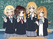 4girls :d ;q akiyama_mio akiyama_mio_(cosplay) alternate_costume blazer blonde_hair blue_eyes blue_ribbon blush brown_hair chalkboard chiori_(genshin_impact) closed_eyes closed_mouth collared_shirt cosplay cowboy_shot double_v drill_hair emilie_(genshin_impact) escoffier_(genshin_impact) genshin_impact glasses green_eyes grey_skirt grin hair_ornament hairband hairclip heart hikasa_youko hirasawa_yui hirasawa_yui_(cosplay) jacket k-on! long_hair long_sleeves looking_at_viewer medium_hair multicolored_hair multiple_girls nakano_azusa nakano_azusa_(cosplay) navia_(genshin_impact) neck_ribbon one_eye_closed orange_hair outline pantyhose pleated_skirt red_eyes red_ribbon ribbon sakuragaoka_high_school_uniform satou_satomi school_uniform semi-rimless_eyewear shirt skirt smile streaked_hair tainaka_ritsu tainaka_ritsu_(cosplay) taketatsu_ayana tongue tongue_out toyosaki_aki twitter_username utugi_fa v voice_actor_connection white_outline white_shirt winter_uniform yellow_hairband rating:g score:17 post #10044306