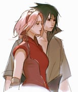 1boy 1girl black_hair breasts couple gelley_j0 hair_between_eyes hairband half-closed_eyes haruno_sakura hetero highres light_blush medium_breasts naruto_(series) naruto_shippuuden parted_bangs parted_lips pink_hair popped_collar red_hairband red_shirt shirt short_hair uchiha_sasuke upper_body white_background white_shirt rating:s score:1 post #10173533