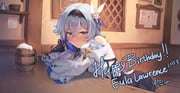 1girl absurdres arm_rest beer_mug black_gloves black_hairband blue_hair blush character_name commentary_request cup eula_(genshin_impact) foam genshin_impact gloves hair_between_eyes hair_ornament hairband hand_on_own_cheek hand_on_own_face happy_birthday highres indoors juliet_sleeves kimi_tsuru long_sleeves looking_at_viewer mug nose_blush puffy_sleeves shirt short_hair solo tankard tavern white_shirt yellow_eyes rating:s score:7 post #10175108