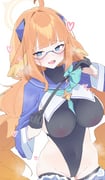 1girl ahoge amano_ritsu827 aqua_neckerchief black_gloves black_leotard blue_archive blue_eyes blue_shrug braid breasts commentary covered_navel feather_hair glasses gloves half_gloves halo heart highres holding holding_riding_crop large_breasts leotard long_hair looking_at_viewer neckerchief official_alternate_costume orange_hair riding_crop shimiko_(blue_archive) shimiko_(magical)_(blue_archive) shrug_(clothing) simple_background solo twin_braids very_long_hair white_background yellow_halo rating:q score:14 post #10173722