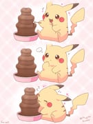 ... artist_name blush brown_eyes chocolate-covered_food chocolate_fondue chocolate_fountain chocolate_strawberry closed_eyes commentary_request eating food fruit heart highres licking marshmallow mugita_konomi no_humans pikachu pink_background pokemon pokemon_(creature) pokemon_focus sitting speech_bubble spoken_ellipsis strawberry thought_bubble tongue tongue_out rating:g score:2 post #10116745