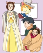 2boys 2girls animal_ears arrietty black_hair blue_bow blue_bowtie bow bowtie brown_eyes brown_hair cat_ears company_connection dress fewer_digits furry furry_female furry_male gloves hat highres jacket jacket_on_shoulders karigurashi_no_arrietty mini_person minigirl multiple_boys multiple_girls neko_no_ongaeshi ponytail rikaco1988 shou_(karigurashi_no_arrietty) single_glove size_difference snout studio_ghibli the_baron_(mimi_wo_sumaseba) top_hat unworn_gloves yellow_dress yoshioka_haru rating:g score:6 post #9293148