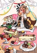 2girls absurdres arch_bishop_(ragnarok_online) asuta_(kinakomoti300) black_bow black_bowtie black_capelet black_dress black_hat black_ribbon bow bowtie brown_hair capelet closed_eyes commentary_request confetti curtains donut dress dress_bow eating food frilled_dress frilled_sleeves frills full_body green_bow hair_ribbon hat heart highres long_sleeves mask masked mochi multiple_girls official_alternate_costume pastry_box plate pon_de_ring ragnarok_online ribbon short_hair sitting spoken_heart summoner_(ragnarok_online) tail tail_bow tail_ornament thighhighs top_hat tray two-tone_dress white_dress white_hat white_thighhighs yellow_bow rating:g score:1 post #9985589