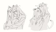 2girls animal_ears blush cat_ears cat_girl cat_tail closed_eyes closed_mouth commentary fujino_shizuru furrification furry furry_female furry_with_furry greyscale guri_gom hug hug_from_behind korean_text kuga_natsuki licking_another's_hair long_hair monochrome multiple_girls my-hime smile symbol-only_commentary tail translation_request yuri rating:g score:4 post #10156403