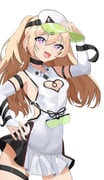 +_+ 1girl :d absurdres arm_strap arm_up azur_lane bache_(azur_lane) bache_(showy_sports_star)_(azur_lane) bare_shoulders black_choker blonde_hair breasts choker commentary_request covered_navel detached_sleeves dress fang hair_between_eyes hand_on_own_hip happy highres long_hair official_alternate_costume pleated_dress purple_eyes short_dress sideboob sideless_dress small_breasts smile solo thigh_strap thighs visor_cap white_dress wushi8422 rating:s score:20 post #9700747