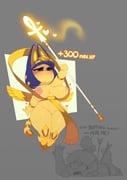 2girls absurdres angry animal_crossing animal_ears ankh ankha_(animal_crossing) arrow_(projectile) arrow_in_body blue_hair breasts cat_ears cat_girl cat_tail english_commentary english_text furry furry_female highres huffslove isabelle_(animal_crossing) large_breasts mage_staff metal_wings multiple_girls nipples no_panties pelvic_curtain pussy shortstack smile smug staff tail thick_thighs thighs wide_hips rating:e score:15 post #10096552