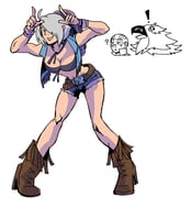 1girl angel_(kof) bikini bikini_under_clothes blue_eyes blue_shorts boots bra breasts cleavage cowboy_boots cowboy_hat cutoffs denim denim_shorts electrictiger12 fatal_fury fatal_fury:_city_of_the_wolves hair_over_one_eye hat horns_pose in-franchise_crossover index_fingers_raised large_breasts looking_at_viewer micro_shorts midriff navel short_hair short_shorts shorts smile snk strapless strapless_bra swimsuit the_king_of_fighters tizoc_(snk) toned toned_female torn_clothes torn_shorts underwear vox_reaper white_hair rating:s score:3 post #10169141