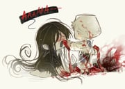 adashino_adami black_hair black_kimono blood blood_on_clothes blood_on_face blood_on_hands cannibalism chibi chibi_only commentary english_commentary english_text feeding homicipher hood hood_up intestines japanese_clothes kimono long_hair mr._crawling raincoat school_uniform see-through_clothes see-through_raincoat serafuku simple_background skirt sweeeet_him very_long_hair yellow_background rating:g score:2 post #10087746