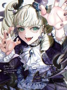 1girl aikatsu! aikatsu!_(series) ascot black_nails blonde_hair blunt_bangs brooch claw_pose commentary_request cowboy_shot cropped_jacket drill_hair fang feathers frilled_shirt frills gothic_lolita green_eyes hands_up hat highres jacket jewelry lolita_fashion long_hair long_sleeves looking_at_viewer mini_hat nail_polish open_mouth purple_hat purple_jacket purple_skirt shichiko_(kerori) shirt skirt smile solo todo_yurika twin_drills twintails white_ascot rating:g score:1 post #10172029