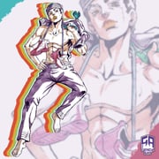 1boy abs absurdres araki_hirohiko_(style) barefoot belt_buckle birthmark black_hair buckle comic_cover_redraw derivative_work dixie_cup_hat full_body genda_art halftone hand_on_own_hip hat higashikata_josuke_(jojolion) highres joestar_birthmark jojo_no_kimyou_na_bouken jojo_pose jojolion male_focus military_hat official_style pants parted_lips pectorals sailor sailor_hat shirt shoes sketch sneakers solo sweat teeth toned toned_male topless_male unworn_sailor_collar unworn_shirt unworn_shoes yellow_lips zoom_layer rating:s score:1 post #10153746