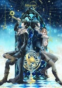 2boys allen_(dog)_(d.gray-man) animal armillary_sphere belt black_coat black_hair black_hat black_pants black_vest blue_background blue_ribbon blue_robe blue_vest boots brothers brown_boots checkered_floor coat collared_shirt crossed_legs d.gray-man dog facing_to_the_side gears gloves gradient_background hair_between_eyes hand_in_pocket hat highres holding holding_animal holding_dog holding_telescope light_smile long_coat long_sleeves looking_up male_focus mana_walker messy_hair mini_hat multiple_boys nea_d_campbell night night_sky noah_(d.gray-man) pants pet pouch profile ribbon robe shirt short_hair siblings sidelocks single_glove sitting sitting_on_object sky star_(sky) star_(symbol) starry_sky telescope thigh_pouch trench_coat tsukini_shigure vest wavy_hair white_background white_gloves white_pants white_shirt window yellow_eyes rating:g score:0 post #10175797