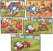 1boy >_< animal_ears animal_nose artist_name blue_fur bolt_(hardware) crabmeat_(sonic) flower furry furry_male gloves green_hill_zone hedgehog_boy lying palm_tree pincers red_shoes ring_(sonic) robot sad shoes short_tail sonic_(series) sonic_the_hedgehog sonic_the_hedgehog_(classic) sonic_the_hedgehog_1 sparkle tail tree white_gloves z-t00n rating:g score:10 post #9730619