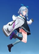 1girl absurdres aqua_thighhighs ass_peek asymmetrical_legwear black_bow black_dress black_shoes black_socks blue_bow blue_hair blue_panties blue_sky blush bow closed_mouth coat commentary_request day diagonal-striped_bow diamond_print dot_nose dress eyes_visible_through_hair floating from_behind from_side full_body gingham gingham_pajamas hair_bow hair_ornament hair_over_one_eye highres hood hood_down hooded_coat long_bangs long_sidelocks looking_at_viewer looking_down looking_to_the_side low-tied_sidelocks makuno_suzu_(urushiushiru) off_shoulder open_clothes open_coat original outdoors pajamas panties pantyshot parted_bangs polka_dot polka_dot_bow shoes short_hair_with_long_locks sidelocks single_thighhigh sky sleeveless sleeveless_dress sleeves_past_fingers sleeves_past_wrists socks solo striped_bow striped_clothes striped_socks thighhighs underwear urushiushiru vertical-striped_clothes vertical-striped_socks white_coat x_hair_ornament rating:s score:5 post #10152574