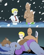 1girl 2boys 2koma abs animal_ear_fluff animal_ears armpit_hair artist_name bald black_eyes blonde_hair blue_eyes breasts brown_hair closed_eyes cold collared_shirt colored_skin comic commentary crossed_arms freckles green_shorts hand_up head_on_pillow holding_tape lying medium_hair mole mole_on_breast multiple_boys muscular muscular_female navel necktie on_stomach pale_skin patrick_star pectorals personification pillow pink_lips pink_shorts pink_skin poking_another's_breast red_necktie rienia sandy_cheeks scene_reference shirt short_hair short_sleeves shorts sleeping sleeves_rolled_up snow_on_body snow_on_head spongebob_squarepants spongebob_squarepants_(series) squirrel_ears squirrel_girl squirrel_tail stomach_hair sweat tail tape thick_lips topless_male white_shirt rating:s score:14 post #10067159