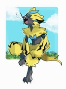 1other animal_ears animal_hands black_fur blue_fur body_fur cat_ears claws fangs full_body furry highres looking_at_viewer multicolored_fur neck_fur on_grass open_mouth other_focus pokemon pokemon_(creature) simple_background sitting solo sstoh whiskers white_background yawning yellow_fur zeraora rating:g score:1 post #10108518