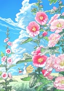 2girls blue_sky blue_tabard cat_girl cat_tail chen chinese_commentary cloud cloudy_sky commentary_request dahuang dress flower flower_focus fox_girl fox_tail from_side grass green_hat hat highres hollyhock long_sleeves mob_cap multiple_girls multiple_tails outdoors pink_flower plant plant_focus red_dress scenery sky tabard tail touhou two_tails walking white_dress white_hat yakumo_ran rating:g score:0 post #10177350