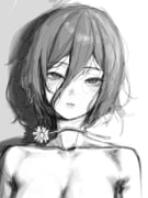 1girl chainsaw_man commentary_request flower greyscale hair_between_eyes highres korean_commentary looking_at_viewer medium_hair monochrome moohyungking nude parted_lips reze_(chainsaw_man) solo rating:s score:0 post #10175817