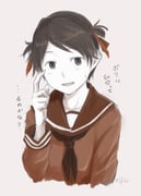 1girl alternate_hairstyle blush commentary_request cropped_torso dated hair_ribbon kantai_collection kawashina_(momen_silicon) long_sleeves looking_at_viewer mogami_(kancolle) monochrome neckerchief open_mouth red_ribbon red_theme ribbon sailor_collar school_uniform serafuku short_hair short_twintails signature simple_background solo translation_request twintails upper_body rating:g score:3 post #10020546