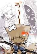 3boys >_< bag_over_head bandaid bandaid_on_head black_sclera blue_skin bow colored_sclera colored_skin crossed_bandaids eye_trail eyeball facing_viewer fingernails flying_teardrops hair_bow hastur_(identity_v) high_collar highres holding holding_weapon hood hood_up identity_v ieiieiiei joseph_desaulniers light_trail male_focus multiple_boys no_eyes no_mouth no_nose own_hands_clasped own_hands_together partially_colored robbie_(identity_v) sharp_fingernails solid_eyes stitched_mouth stitches striped_sleeves tearing_up translation_request wavy_hair weapon rating:g score:1 post #10176570