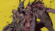 1girl 3boys adelbert_steiner amarant_coral arm_belt armor armored_gloves ascot azumi0aikawa bare_shoulders beard blonde_hair blue_ascot blue_wrist_cuffs burmecian clenched_teeth coat dreadlocks earrings facial_hair feet_out_of_frame fighting_stance final_fantasy final_fantasy_ix freya_crescent gloves grey_gloves grey_hair grey_pants hair_over_eyes hand_on_own_hip hat_feather helmet holding holding_polearm holding_sword holding_weapon hoop_earrings jewelry long_hair low_ponytail mouse_girl multiple_boys pants pauldrons plate_armor polearm ponytail red_coat red_hair red_helmet shoulder_armor sword teeth vest weapon winged_helmet wrist_cuffs yellow_background zidane_tribal rating:g score:0 post #10134650
