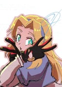 1girl adversarial_noise aqua_eyes black_gloves blonde_hair blue_hairband character_print gloves hairband highres looking_at_viewer maria_robotnik parted_lips print_gloves pungter shadow_the_hedgehog signature solo sonic_(series) v rating:g score:4 post #10141267