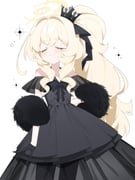 1girl absurdres alternate_costume bare_shoulders black_bow black_dress black_gloves black_shawl blonde_hair blue_archive blush bow closed_mouth cocktail_dress commentary_request dress fluffy_hair fur_shawl fur_trim gloves halo highres honi_(honi1010) korean_commentary long_hair off-shoulder_dress off_shoulder professor_niyaniya_(blue_archive) shawl simple_background solo very_long_hair white_background yellow_halo rating:g score:35 post #10100599