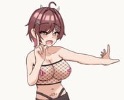1girl ahoge animated areola_slip bandaid bandaids_on_nipples black_pants black_tube_top blush bouncing_breasts breasts brown_hair cleavage collarbone colored_inner_hair commentary crossed_bandaids english_commentary fang fishnet_top fishnets green_eyes hair_intakes hair_ornament hairclip horns hoshino_ruby_dance index_finger_raised indie_virtual_youtuber large_breasts looping_animation miori_celesta mole mole_on_armpit multicolored_hair musical_note musical_note_hair_ornament navel open_mouth oshi_no_ko pants pasties pink_hair short_hair side_labret_piercing simple_background smile solo star_(symbol) star_in_eye stomach stomach_tattoo strapless symbol_in_eye tattoo treble_clef truubluu tube_top two-tone_hair video virtual_youtuber white_background white_horns rating:q score:19 post #10169862
