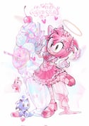1girl alternate_costume amy_chao amy_rose animal_ears animal_nose bow candy chao_(sonic) cherry chupcha_chuchu corset donut dress eyelashes food frilled_dress frills fruit full_body furry furry_female gloves green_eyes hair_ornament hairband hairclip halo heart hedgehog_girl highres jewelry lace_socks looking_at_viewer necklace neutral_chao open_mouth parfait pearl_necklace pink_bow pink_dress pink_fur pink_hair pink_shoes pointing shoes simple_background solo_focus sonic_(series) sonic_chao standing tiny_chao_garden traditional_halo whipped_cream white_background white_gloves rating:g score:10 post #8749366