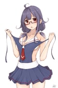 1girl absurdres bespectacled black_one-piece_swimsuit black_skirt breasts casual_one-piece_swimsuit commentary_request cowboy_shot glasses hair_flaps highres kantai_collection large_breasts long_hair low_twintails monokini neckerchief neve_(morris-minicooper) one-piece_swimsuit purple_hair red_eyes red_neckerchief sailor_collar sailor_one-piece_swimsuit semi-rimless_eyewear shiratsuyu-class_swimsuit simple_background skirt solo swimsuit swimsuit_skirt taigei_(kancolle) twintails under-rim_eyewear white_background white_sailor_collar rating:s score:6 post #9725407