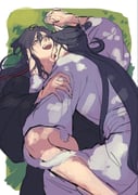 2boys actcat3 animal_ears bare_legs black_hair black_hanfu blush cat_boy cat_ears cat_tail chinese_clothes commentary couple dappled_sunlight fangs grass hair_down hair_ribbon half_updo hand_in_another's_hair hand_on_another's_arm hanfu highres holding_hands interlocked_fingers lan_wangji leg_lock licking licking_another's_neck long_hair long_sleeves looking_at_another lying lying_on_person male_focus modao_zushi multiple_boys official_alternate_hairstyle on_back on_grass on_side on_stomach open_mouth outdoors purple_eyes red_ribbon ribbon robe smile spread_legs sunlight sweat symbol-only_commentary tail tongue tongue_out topknot very_long_hair wei_wuxian wei_wuxian_(yiling_laozu) white_hanfu wide_sleeves xiao_guan_(headdress) yaoi yellow_eyes rating:q score:1 post #10174151