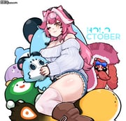 1girl ;3 absurdres animal_ears bare_shoulders beret black_hat blaparky blue_bow blue_shorts blush bobby_(elizabeth_rose_bloodflame) bow breasts brown_shoes character_doll chattino_(raora_panthera) cleavage closed_mouth commentary cutoffs doll english_commentary eyewear_on_head fingernails glasses grey-framed_eyewear hair_intakes hat highres hololive hololive_english large_breasts long_hair long_sleeves multicolored_hair nail_polish off-shoulder_sweater off_shoulder one_eye_closed otomo_(cecilia_immergreen) panther_ears panther_girl panther_tail pebble_(koseki_bijou) pink_hair pink_nails popo_(gigi_murin) raora_panthera semi-rimless_eyewear shoes shorts simple_background smile streaked_hair sweater tail thighhighs thighs twitter_username under-rim_eyewear virtual_youtuber white_background white_sweater white_thighhighs yellow_eyes rating:s score:1 post #10174295
