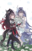 2girls ahoge bare_shoulders barefoot black_dress blue_eyes blue_hair bouquet breasts dress dual_persona feet flower hair_flower hair_ornament hashtag-only_commentary high_heels highres holding holding_bouquet honkai_(series) honkai_impact_3rd large_breasts long_hair looking_at_viewer multicolored_hair multiple_girls red_eyes red_hair s2_oo seele_(alter_ego) seele_vollerei seele_vollerei_(herrscher_of_rebirth) seele_vollerei_(starchasm_nyx) smile two-tone_hair very_long_hair white_dress rating:s score:7 post #10132840