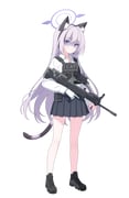 1girl absurdres animal_ear_fluff animal_ear_headphones animal_ears assault_rifle black_shoes black_skirt black_tail blue_archive blush bulletproof_vest bullpup cat_ear_headphones cat_ears cat_tail closed_mouth collared_shirt commentary_request fake_animal_ears full_body gloves gun halo headphones headset highres holding holding_gun holding_weapon jyt large_variant_set long_hair long_sleeves looking_at_viewer original pleated_skirt purple_eyes purple_hair purple_halo purple_tail qbz-95 rifle school_uniform shaded_face shirt shoes sidelocks simple_background single_glove skirt solo standing tachi-e tactical_school_uniform tail transparent_background two-tone_tail variant_set weapon white_gloves white_shirt rating:g score:3 post #10167934