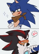 2boys 2koma absurdres animal_ears animal_nose bandages black_fur blue_fur blush brown_neckerchief comic flustered furry furry_male furry_with_furry gloves green_eyes heart hedgehog_boy highres male_focus multiple_boys neckerchief red_eyes shadow_the_hedgehog simple_background sonic_(series) sonic_boom_(series) sonic_the_hedgehog tail tsundere unneul white_background white_gloves yaoi rating:g score:0 post #10077731